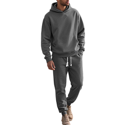 Men's Relaxed Long Sleeve Jacquard Hoodie & Pants Set