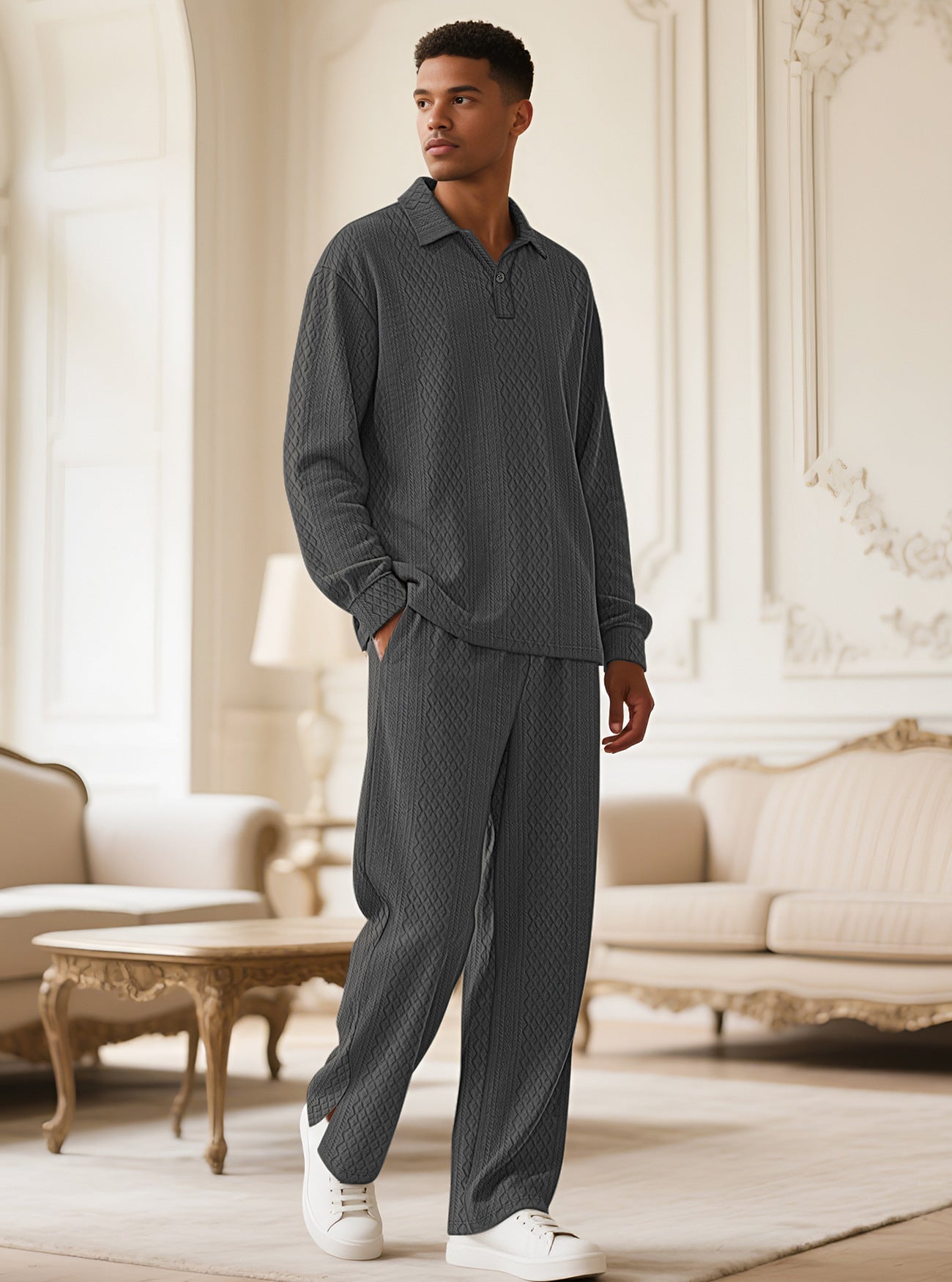 Men's Long-sleeved polo & Pants Set