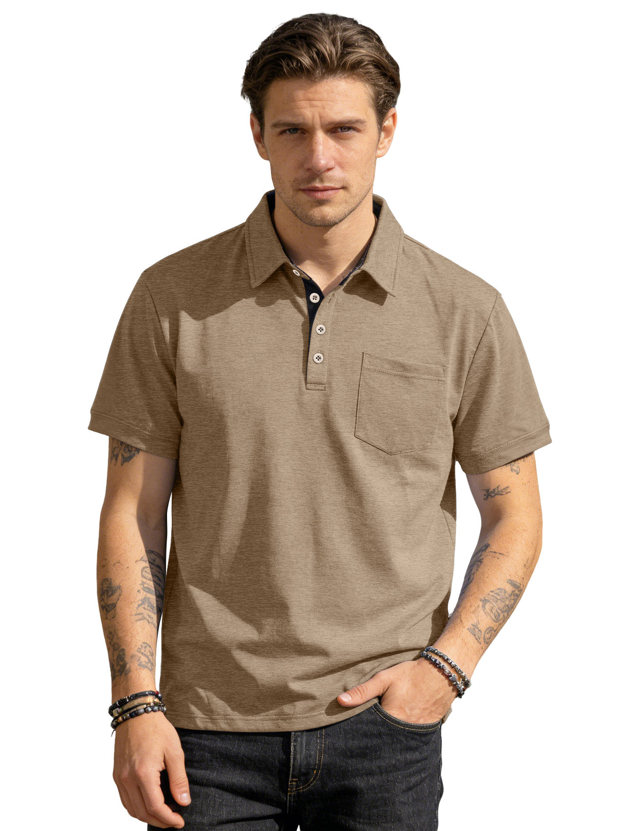 Men's Knit Short Sleeve Polo Shirt