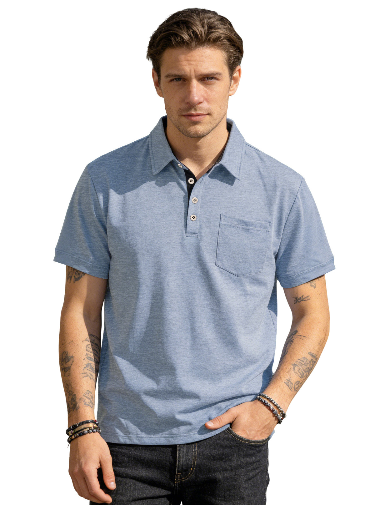 Men's Knit Short Sleeve Polo Shirt
