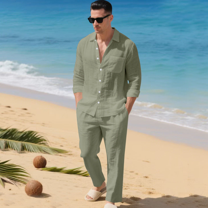 Men's Linen Shirt & Pants Set