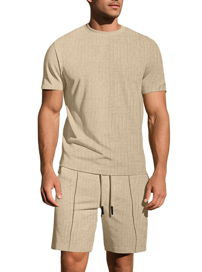 Men's Relaxed Short Sleeve Jacquard Shirt & Shorts Set
