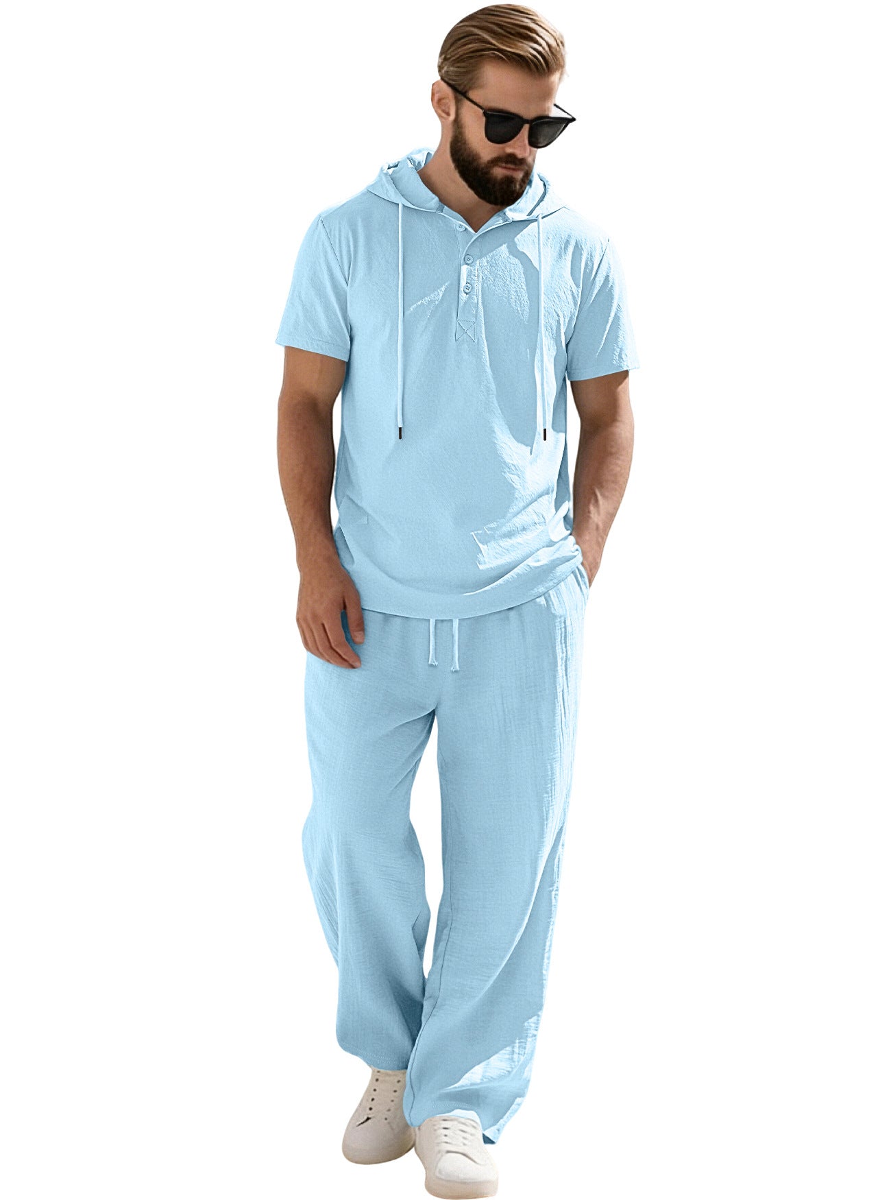 Men's Short Sleeve Hoodie & Pants Set