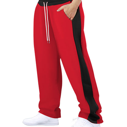Men's Relaxed Colorblock Drawstring Straight-Leg Pants