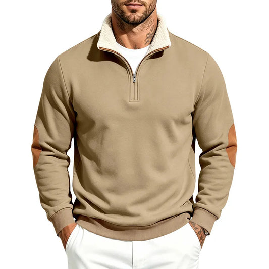 Men's Heavyweight Loose Fleece Lined Stand Collar Sherpa Sweatshirt