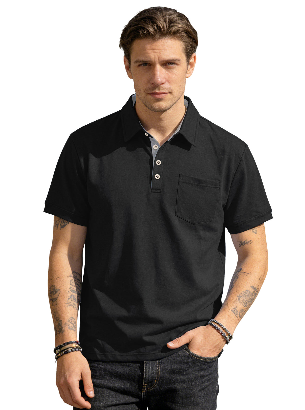Men's Knit Short Sleeve Polo Shirt