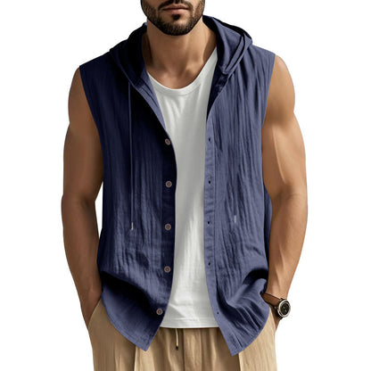 Men's Sleeveless Linen Shirt