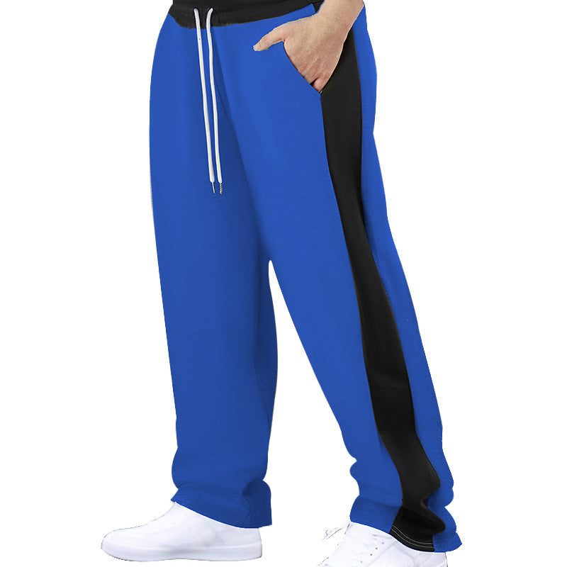 Men's Relaxed Colorblock Drawstring Straight-Leg Pants
