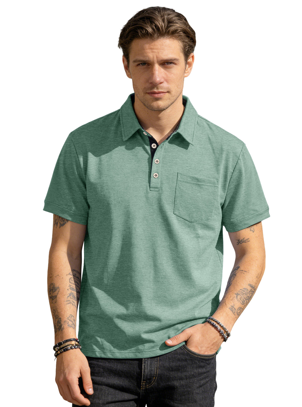 Men's Knit Short Sleeve Polo Shirt