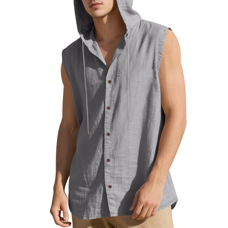 Men's Sleeveless Linen Shirt