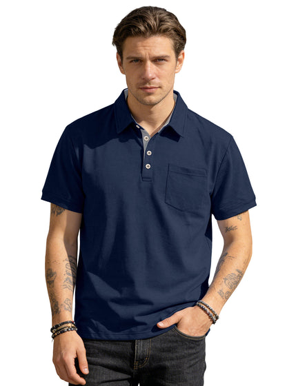 Men's Knit Short Sleeve Polo Shirt