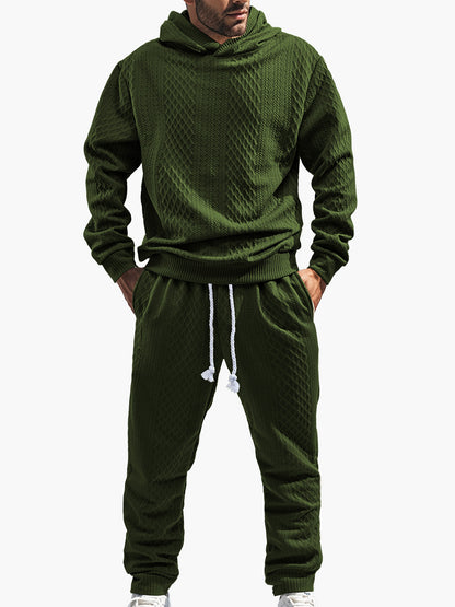 Men's Relaxed Long Sleeve Jacquard Hoodie & Pants Set