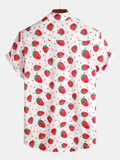 Men's Strawberry Print Short Sleeve Shirt