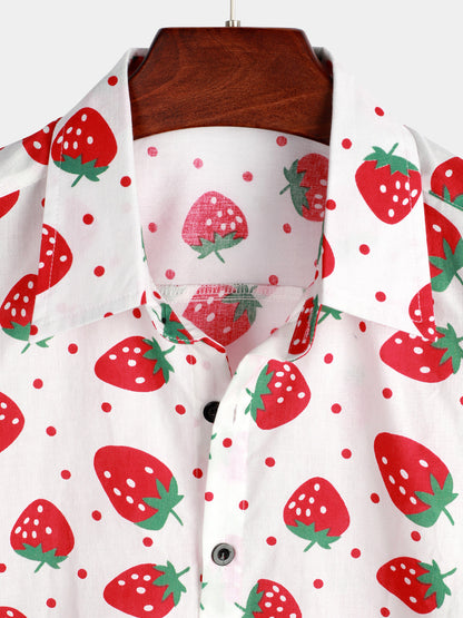 Men's Strawberry Print Short Sleeve Shirt