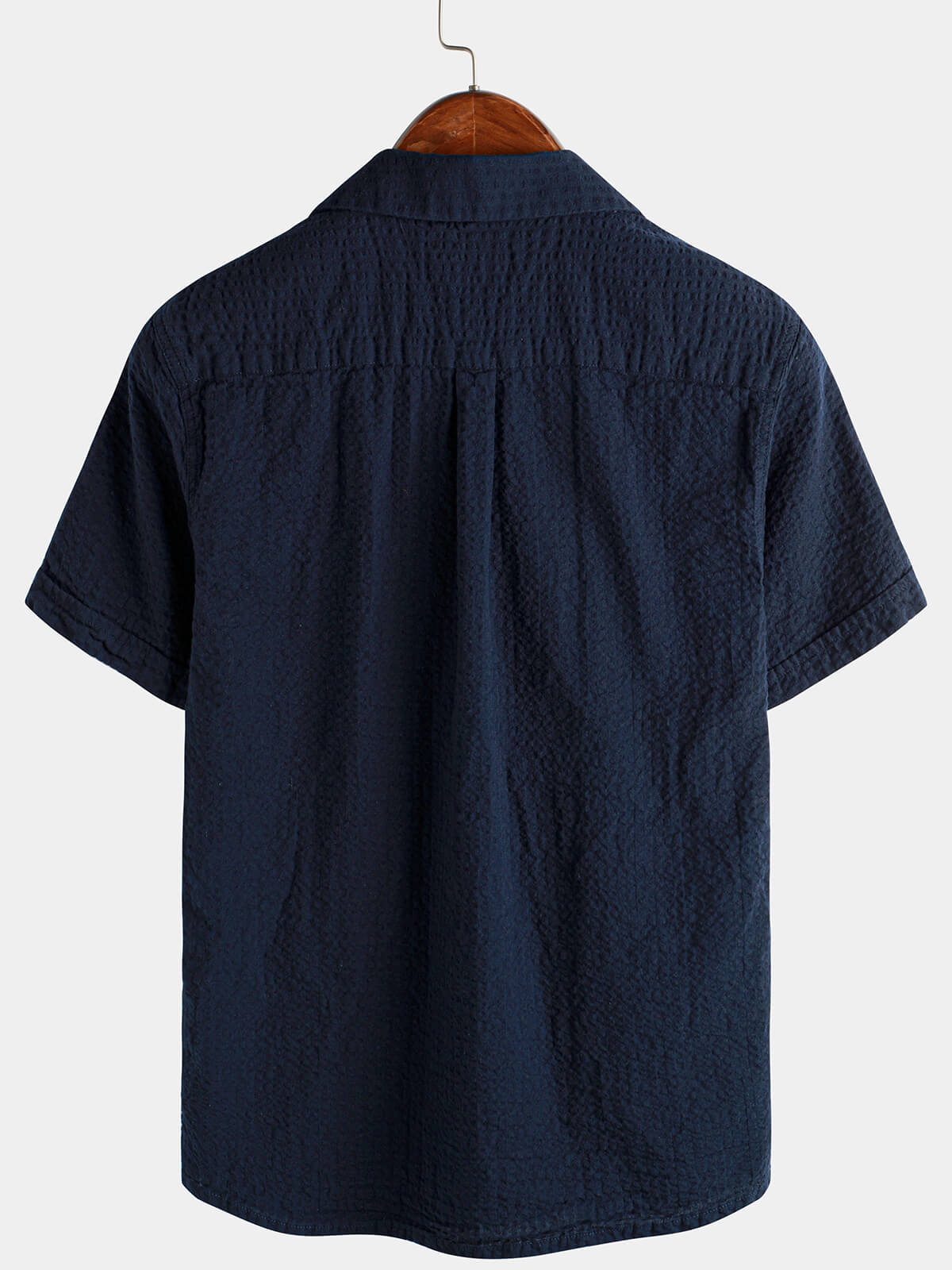 Men's Cotton Pocket Casual Solid Color Beach Summer Button Up Short Sleeve Shirt