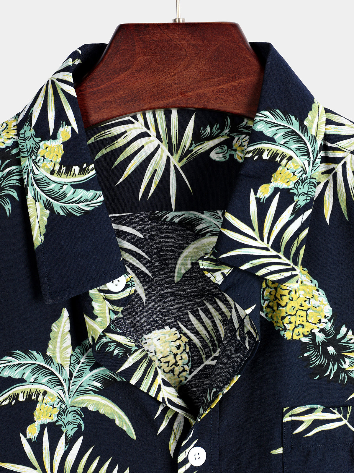 Men's Holiday Pineapple Short Sleeve Pocket Shirt