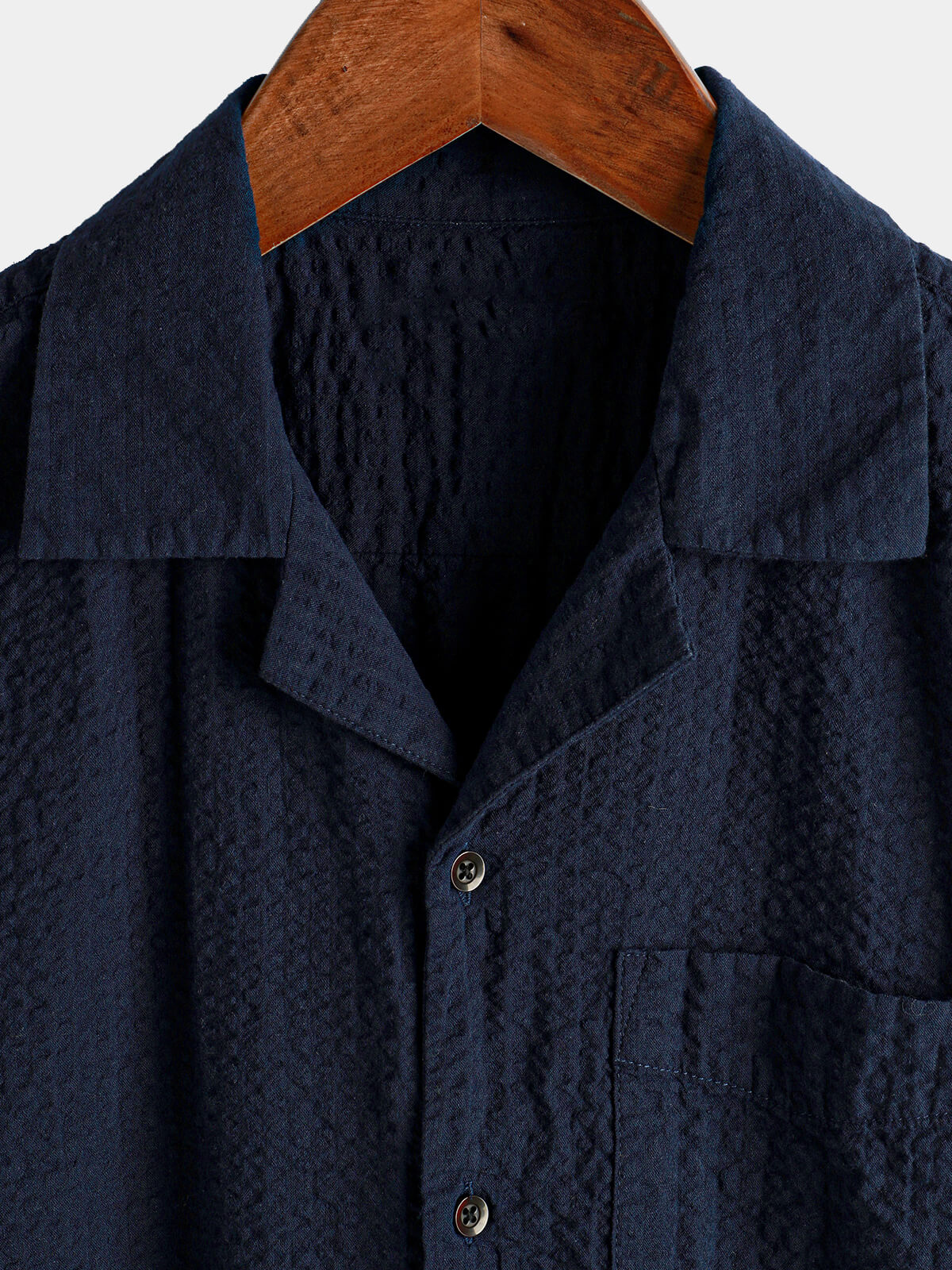 Men's Cotton Pocket Casual Solid Color Beach Summer Button Up Short Sleeve Shirt