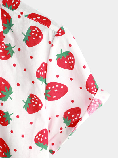 Men's Strawberry Print Short Sleeve Shirt