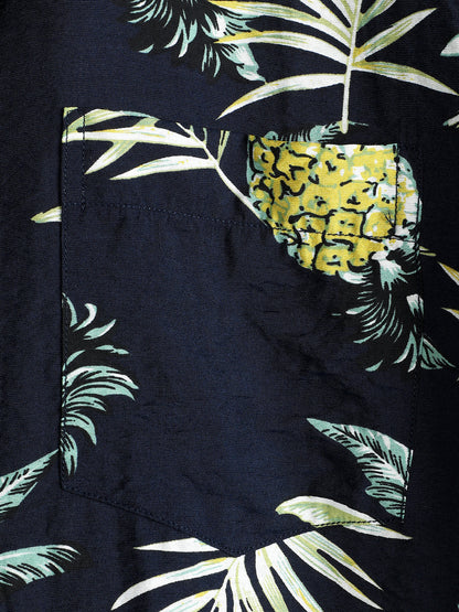 Men's Holiday Pineapple Short Sleeve Pocket Shirt