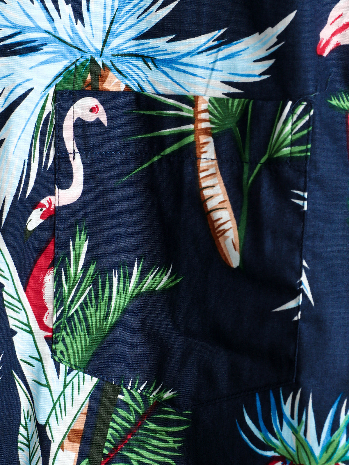 Men's Flamingo Print Cotton Hawaiian Short Sleeve Shirt