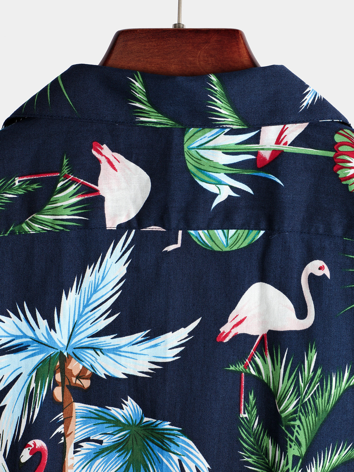 Men's Flamingo Print Cotton Hawaiian Short Sleeve Shirt