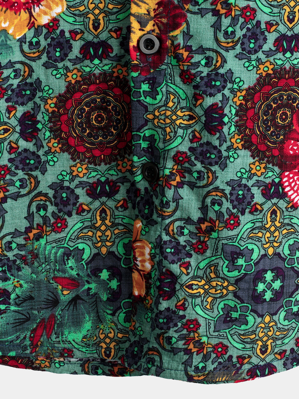 Men's Vintage Flower Print Cotton Short Sleeve Shirt