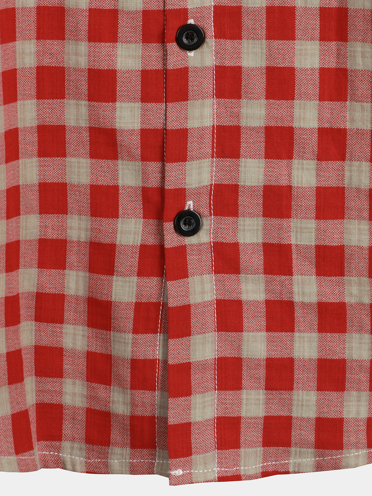 Men's Red Check Print Plaid Pocket Button Up Short Sleeve Shirt