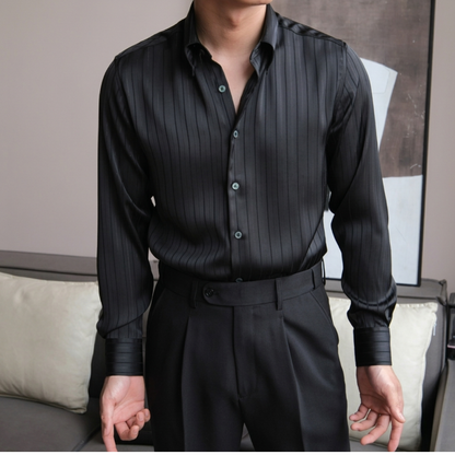 Lugano Metallic Silk Striped Shirt Set