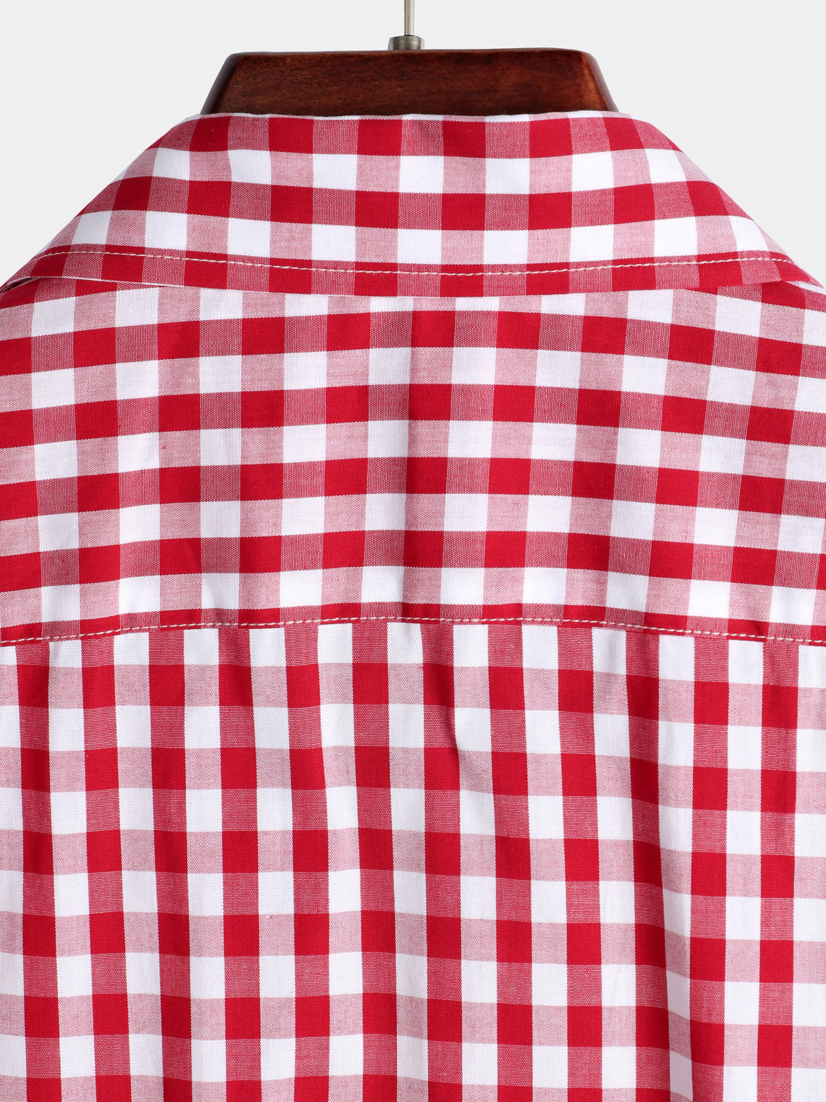 Men's Plaid Cotton Casual Solid Color Pocket Summer Holiday Button Up Short Sleeve Shirt