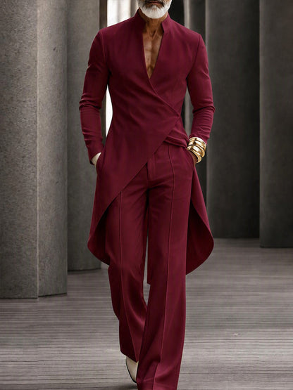 Quiet Luxury Style Long Tail Shirt Pants Set