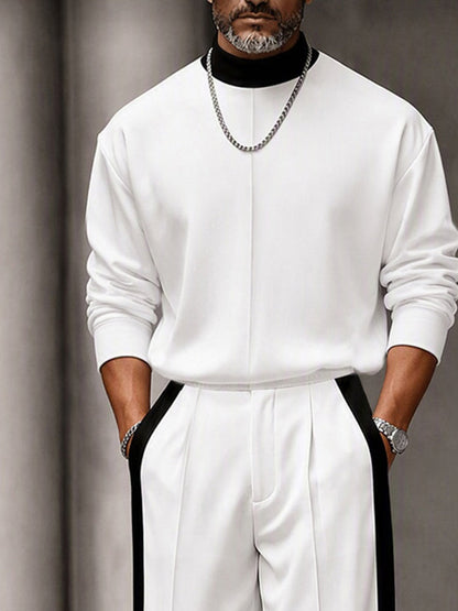 Urban Contrast Rib Mock Neck Top Pants Set