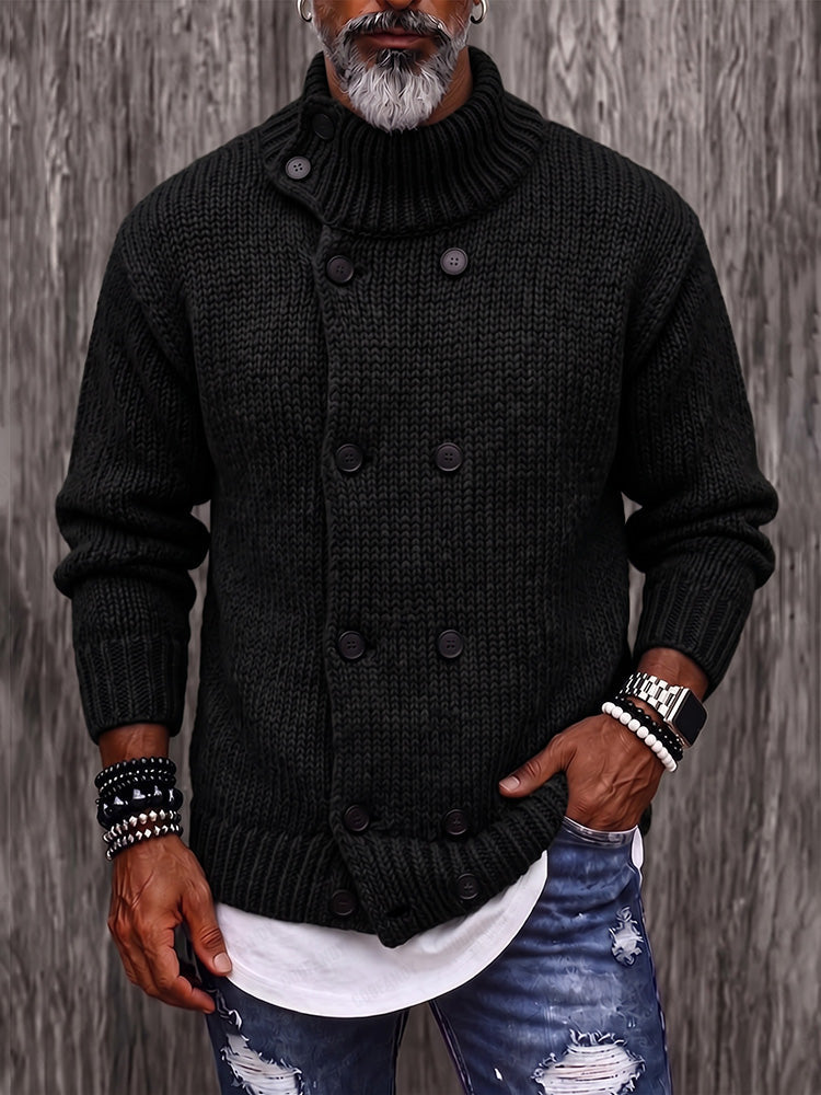 Timeless Double-Breasted Turtleneck Sweater