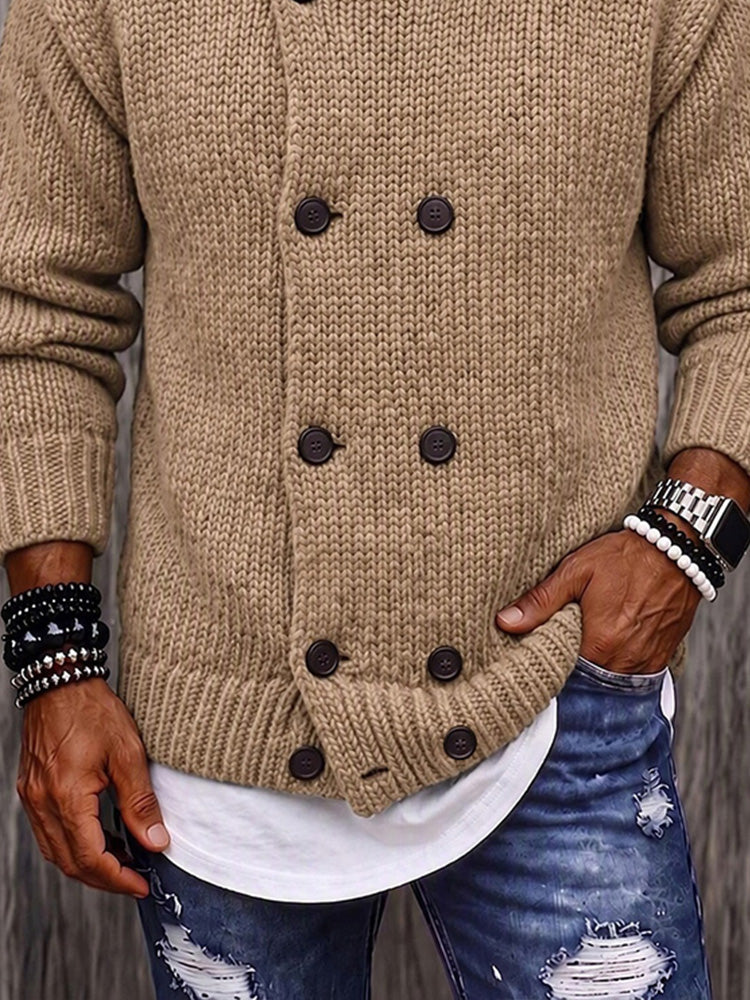 Timeless Double-Breasted Turtleneck Sweater