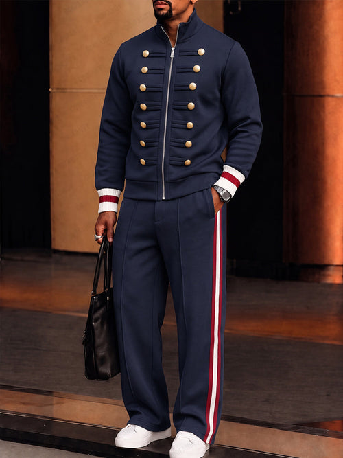 Military Style Gold Button Detail Tracksuit