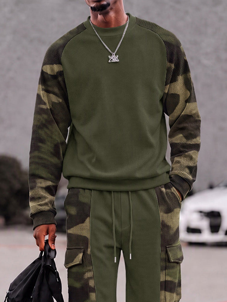 Street Style Camo Panel Waffle Sports Set