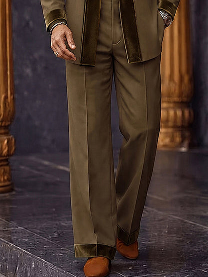 Smart Casual Velvet Patchwork Blazer Pants Set