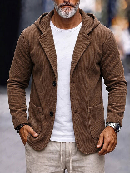 Versatile Hooded Corduroy Jacket