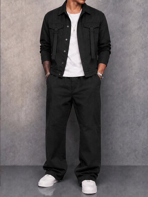 Cargo Style Button Front Jacket Matching Set