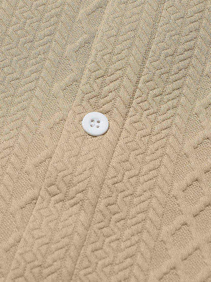 Embossed Jacquard Long Sleeve Button-Down Shirt
