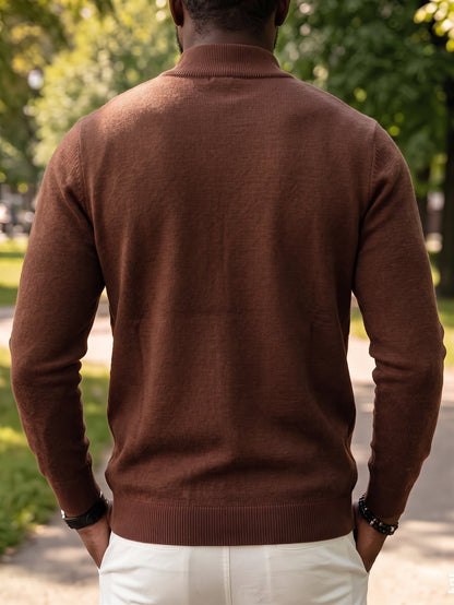 Full Zip Knit Cardigan Sweater Casual Stand Collar Knitted Jacket