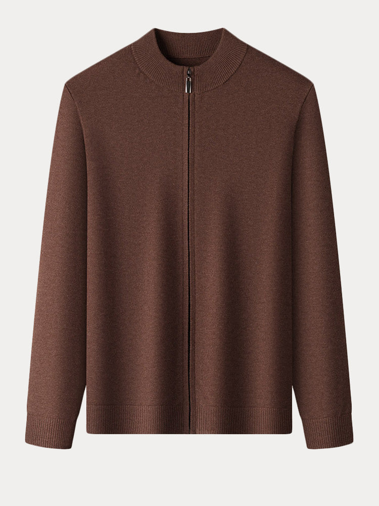 Full Zip Knit Cardigan Sweater Casual Stand Collar Knitted Jacket