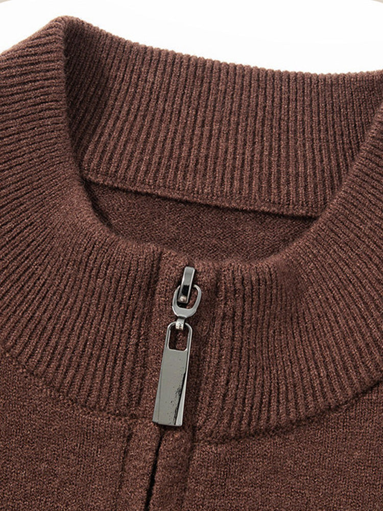 Full Zip Knit Cardigan Sweater Casual Stand Collar Knitted Jacket