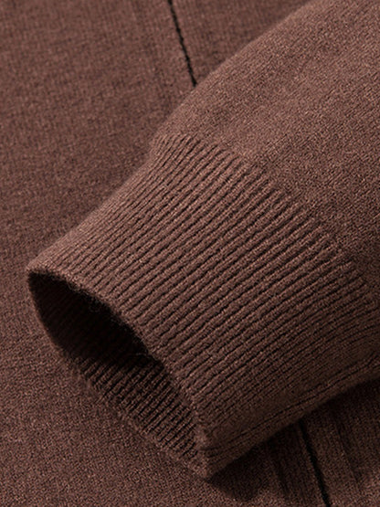 Full Zip Knit Cardigan Sweater Casual Stand Collar Knitted Jacket