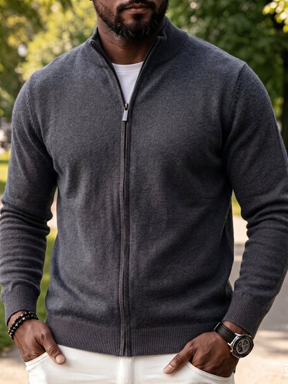 Full Zip Knit Cardigan Sweater Casual Stand Collar Knitted Jacket