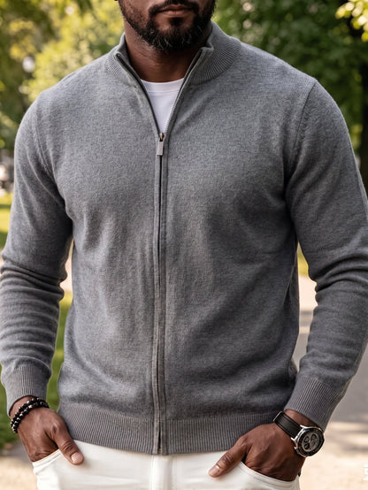Full Zip Knit Cardigan Sweater Casual Stand Collar Knitted Jacket