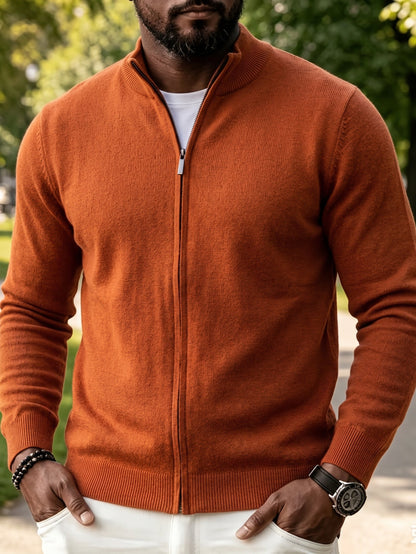 Full Zip Knit Cardigan Sweater Casual Stand Collar Knitted Jacket