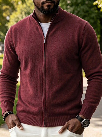 Full Zip Knit Cardigan Sweater Casual Stand Collar Knitted Jacket