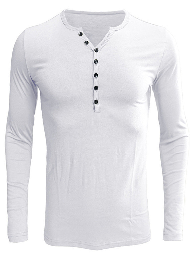Casual Button Henley Long Sleeve Tee