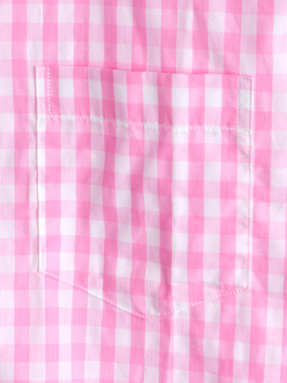 Men's Casual Solid Color Plaid Cotton Pocket Shirt