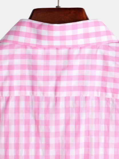 Men's Casual Solid Color Plaid Cotton Pocket Shirt